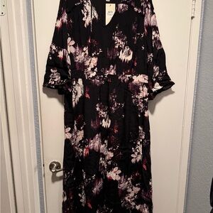 Sejour Bell Sleeve A-Line Maxi Dress (Plus Size)